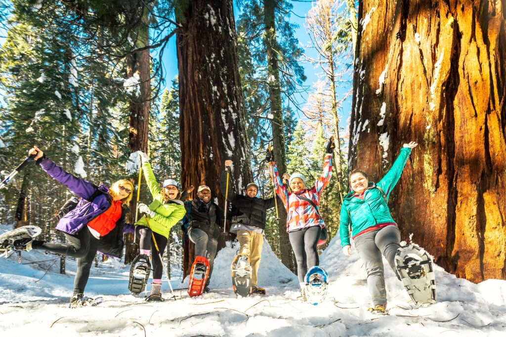 Happy Snowshoeing the Merced Grove of Giant Sequoias in Yosemite National Park.